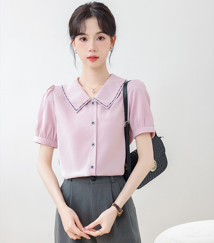 Slim summer lapel shirt temperament niche tops for women