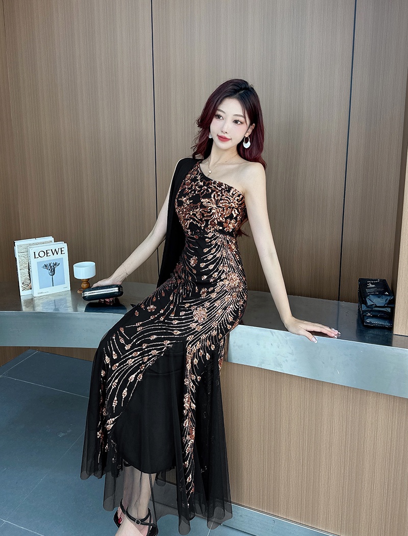 Noble mermaid banquet long dress elegant host evening dress