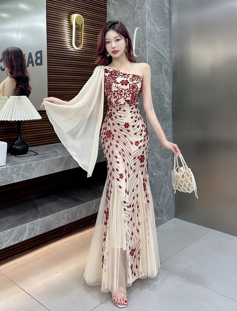 Noble mermaid banquet long dress elegant host evening dress