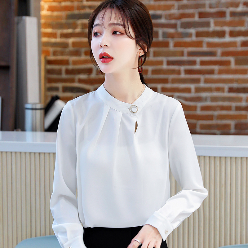 Profession niche long sleeve shirt autumn satin tops for women