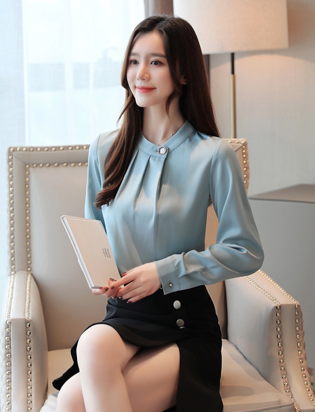 Profession niche long sleeve shirt autumn satin tops for women