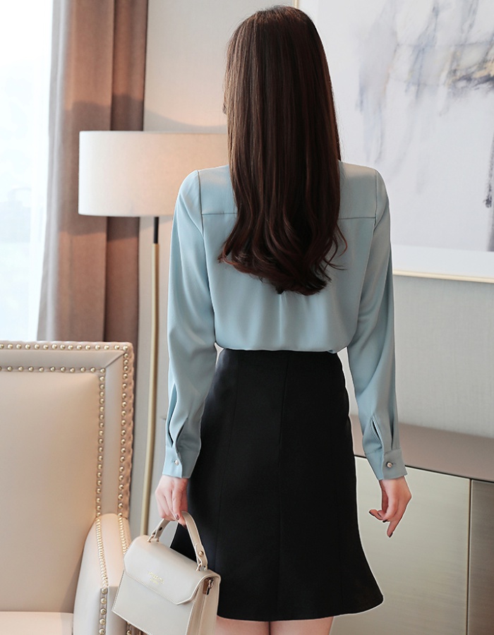 Profession niche long sleeve shirt autumn satin tops for women