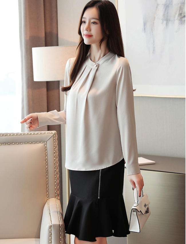 Profession niche long sleeve shirt autumn satin tops for women