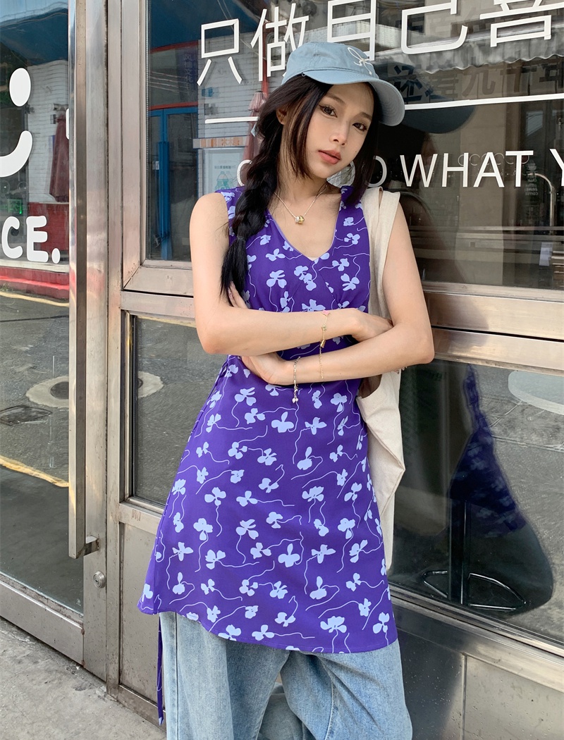 Summer short floral sleeveless dress for women