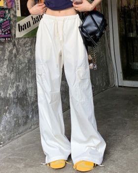 Spicegirl summer work pants elastic waist wide leg pants