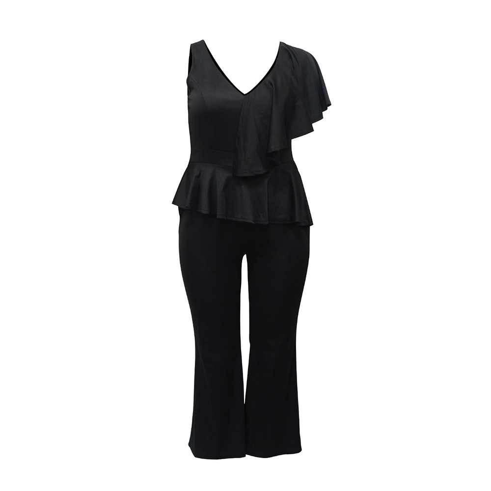 European style Casual long pants splice jumpsuit for women