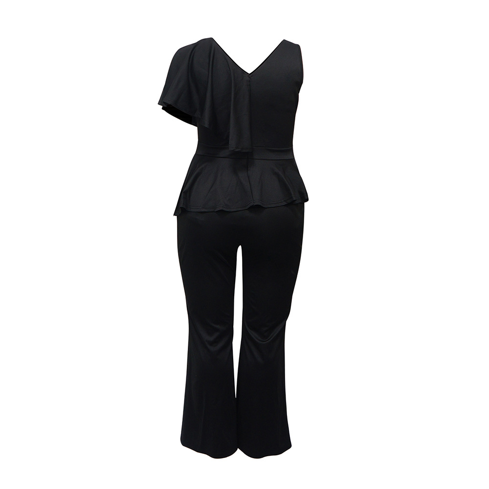 European style Casual long pants splice jumpsuit for women