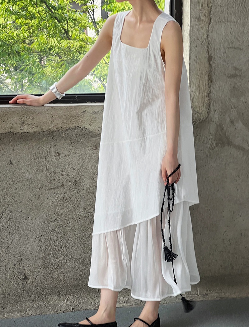 Mermaid organza sleeveless dress Korean style dress