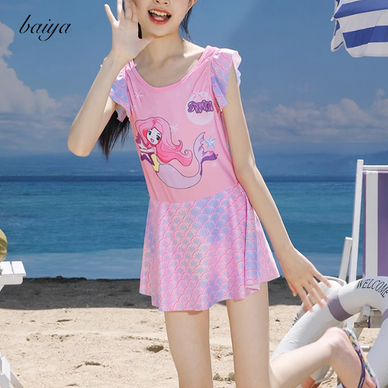 Child girl mermaid Korean style vacation cartoon swimwear