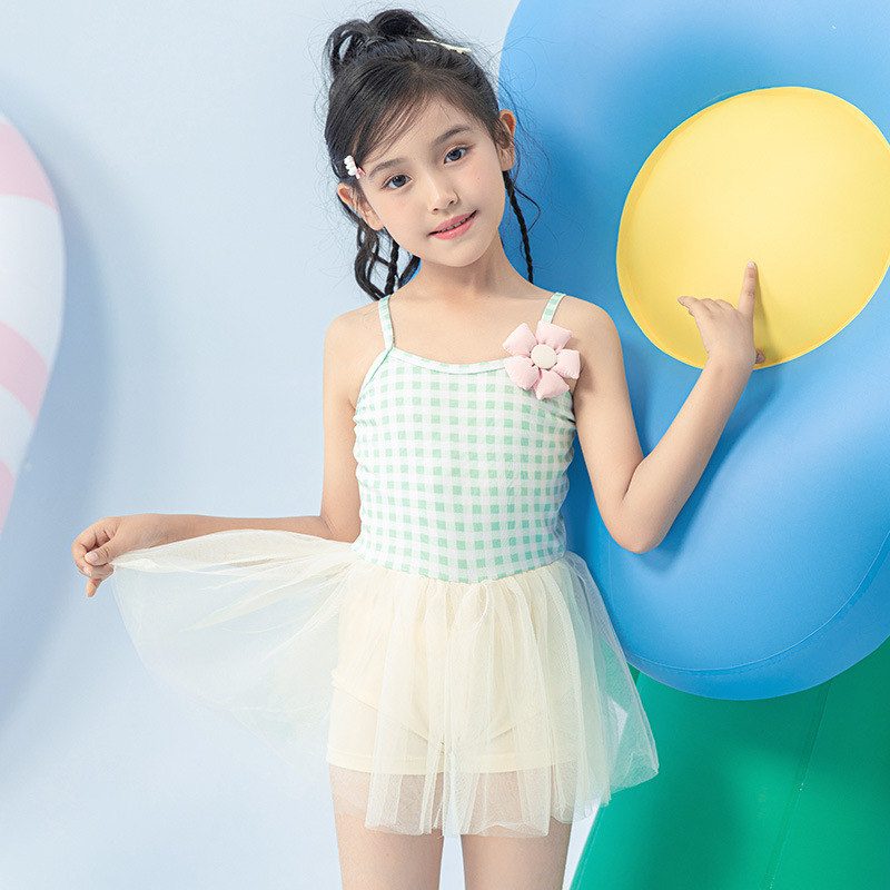 Korean style child swimwear summer strap dress