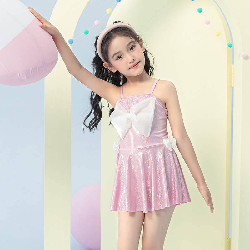 Girl bow sling swimwear child conjoined baby skirt