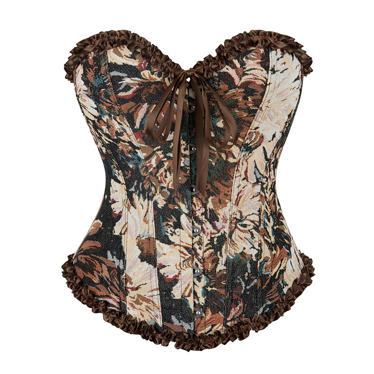 Body sculpting breast care tops lace brown corset