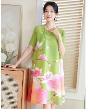 Large yard Chinese style printing dress for women