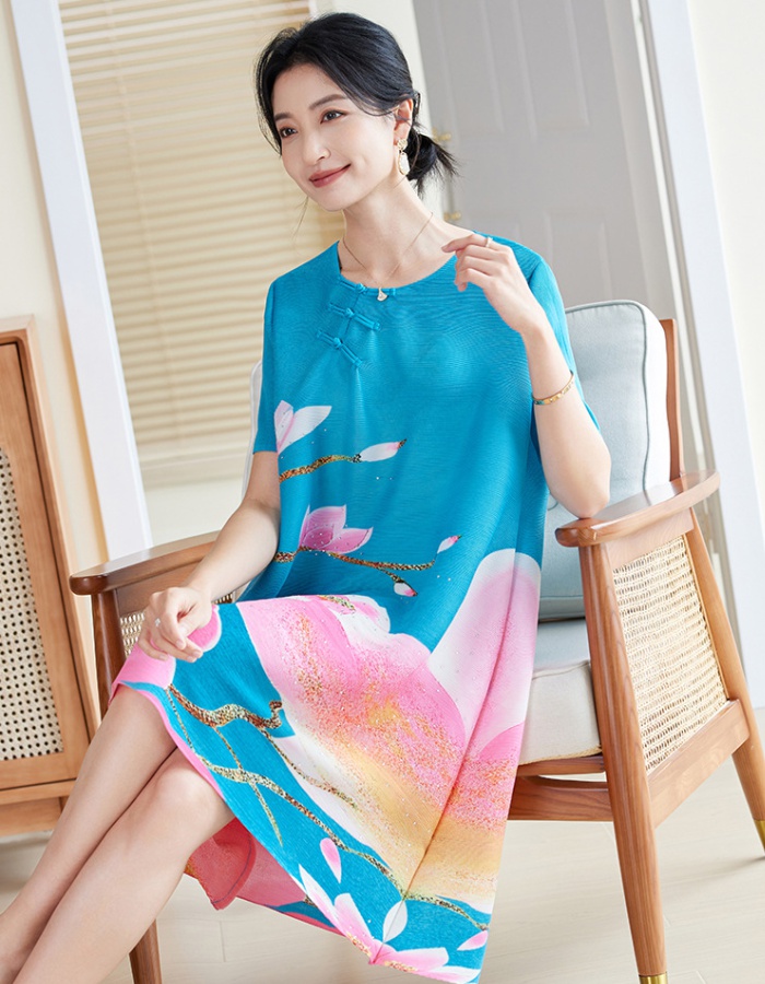 Large yard Chinese style printing dress for women