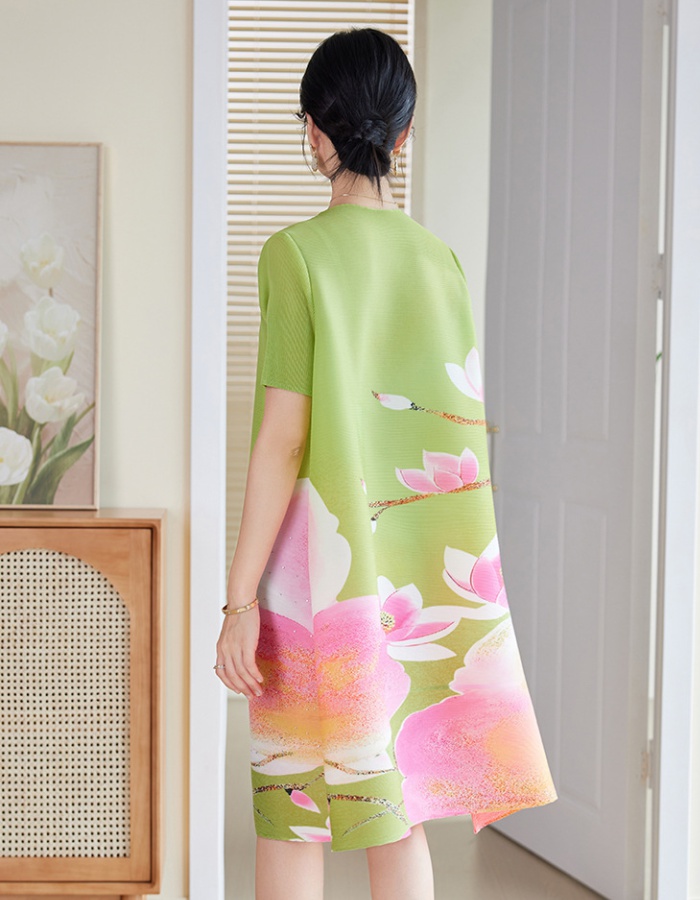 Large yard Chinese style printing dress for women