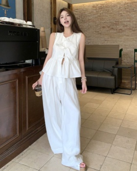 Stereoscopic sleeveless tops summer pants a set