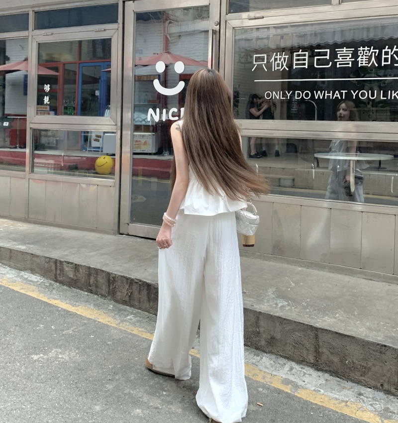 Stereoscopic sleeveless tops summer pants a set