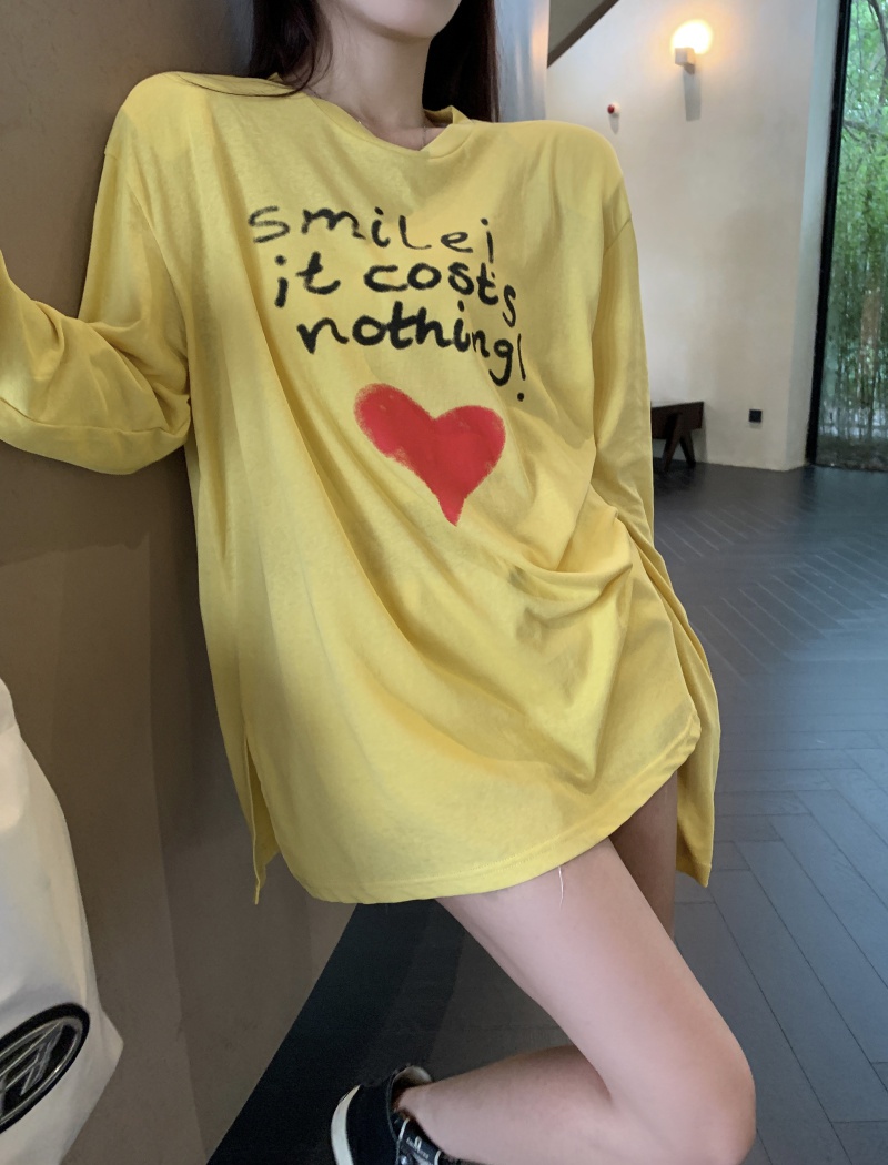 Lazy letters shoulder pads T-shirt niche loose tops