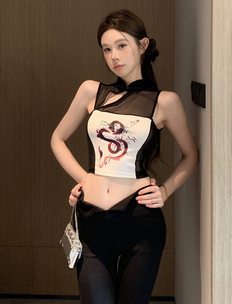 Sling bottoming shirt printing vest for women