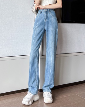 High waist mopping splice jeans slim loose long pants