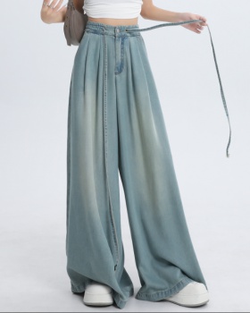 Loose wide leg summer flare pants drape thin jeans