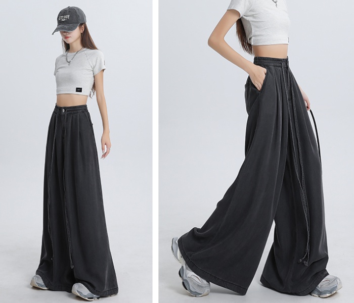 Loose wide leg summer flare pants drape thin jeans