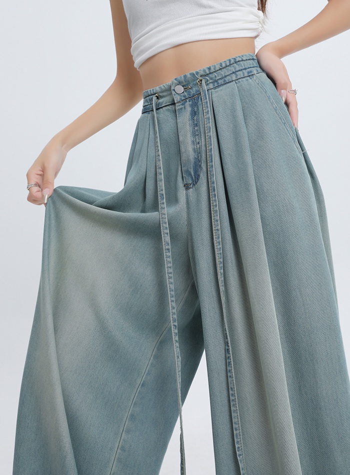 Loose wide leg summer flare pants drape thin jeans