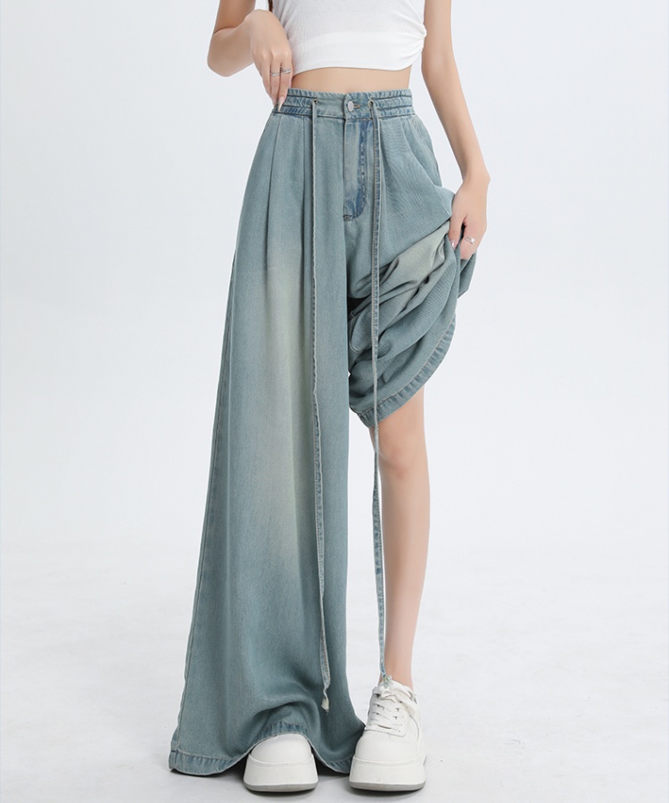 Loose wide leg summer flare pants drape thin jeans