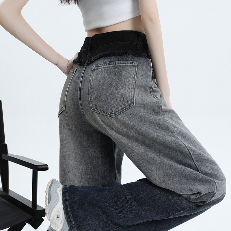 Gradient fashion jeans lengthen wide leg pants