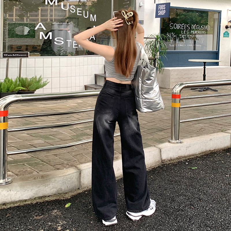 Straight pants printing bow pants summer loose jeans