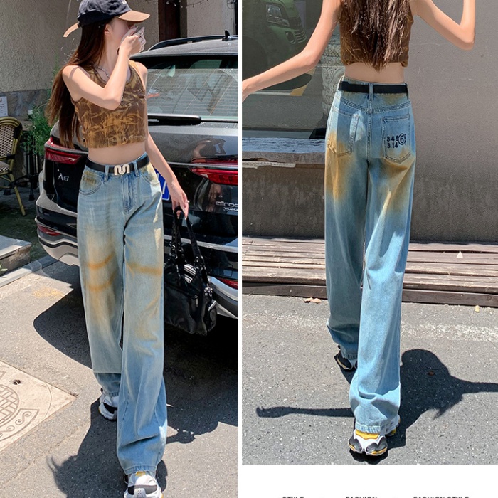 Straight pants lengthen pants denim long pants for women