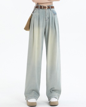 Straight long pants retro wide leg pants for women