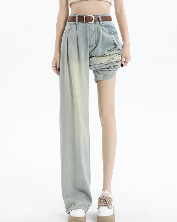 Straight long pants retro wide leg pants for women