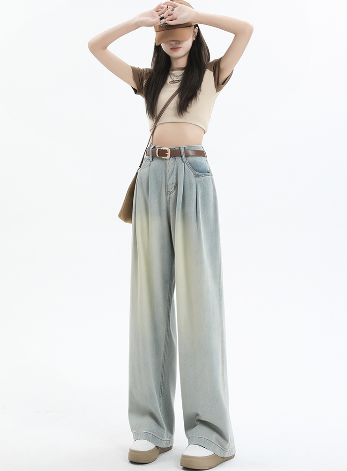 Straight long pants retro wide leg pants for women