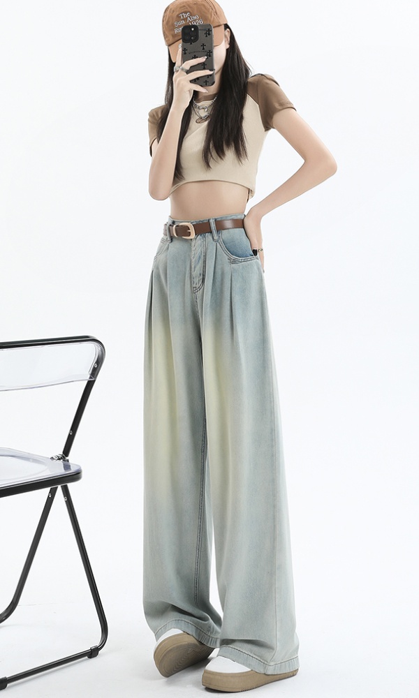 Straight long pants retro wide leg pants for women