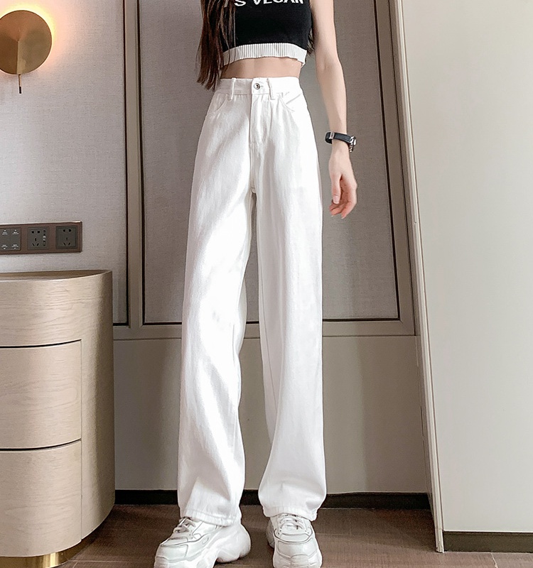 Drape slim wide leg jeans mopping ice silk pants