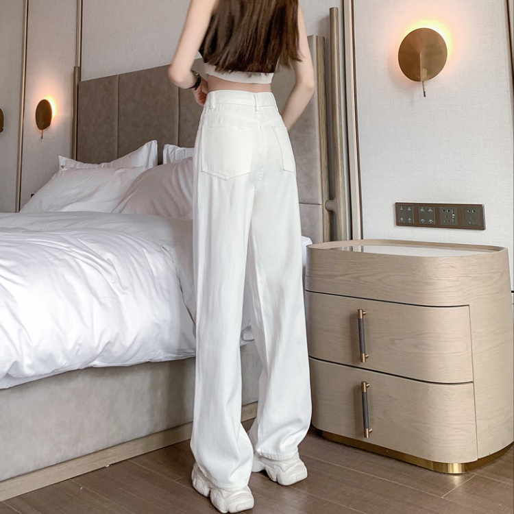 Drape slim wide leg jeans mopping ice silk pants