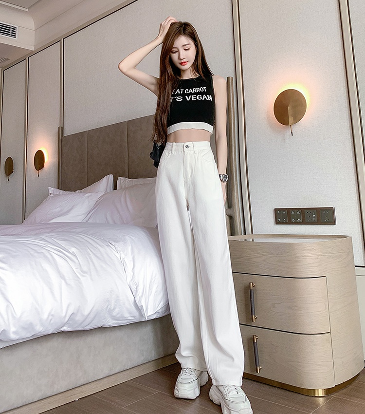 Drape slim wide leg jeans mopping ice silk pants