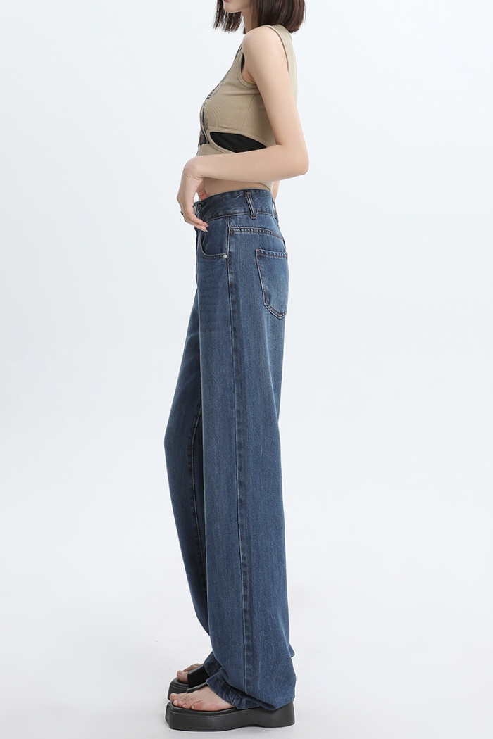 Straight pants denim wide leg pants nine tenths long pants