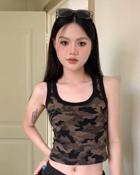 American style summer camouflage spicegirl short vest