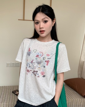 Snowflake short sleeve T-shirt loose Casual tops