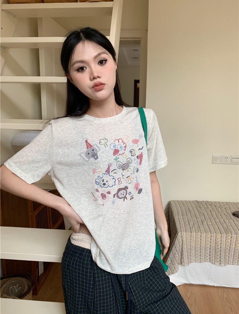 Snowflake short sleeve T-shirt loose Casual tops