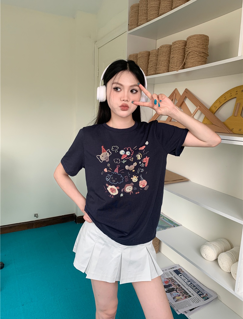 Snowflake short sleeve T-shirt loose Casual tops