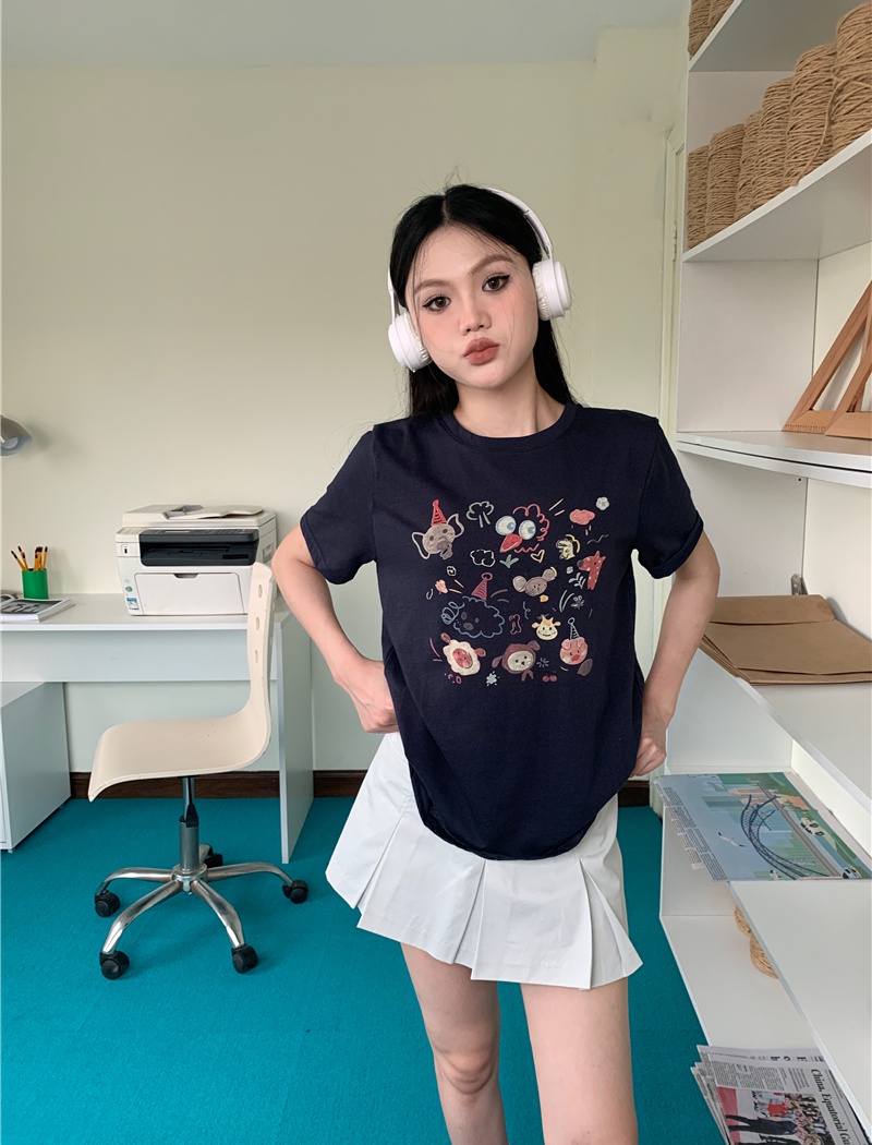 Snowflake short sleeve T-shirt loose Casual tops