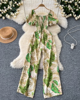 Casual jumpsuit printing beach dress for women