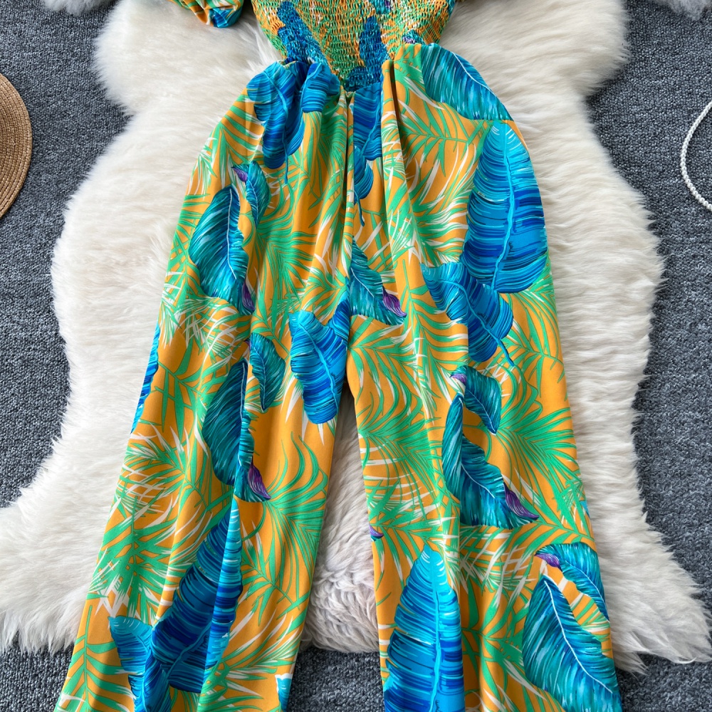 Casual jumpsuit printing beach dress for women