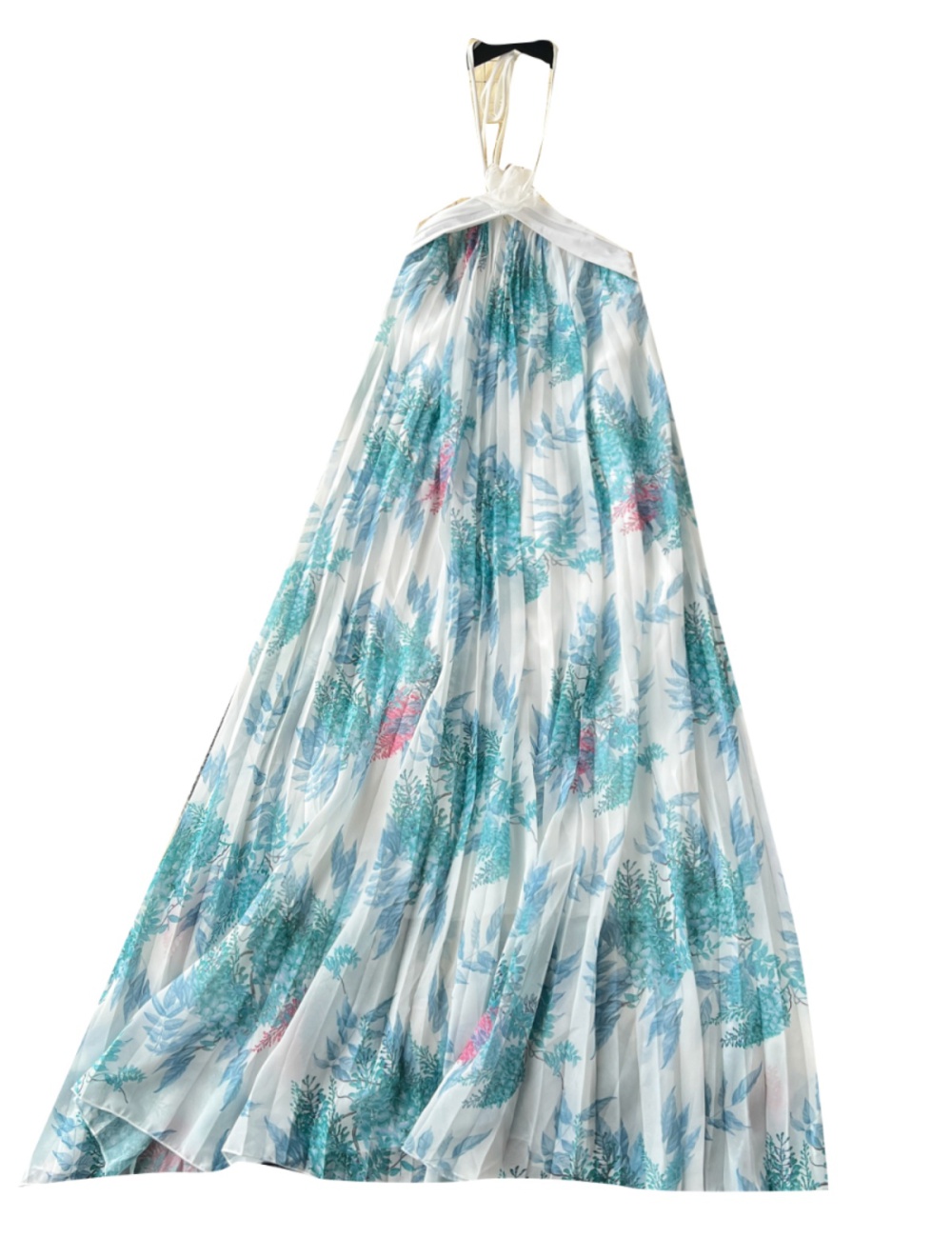 Printing pleated dress flowers long dress for women