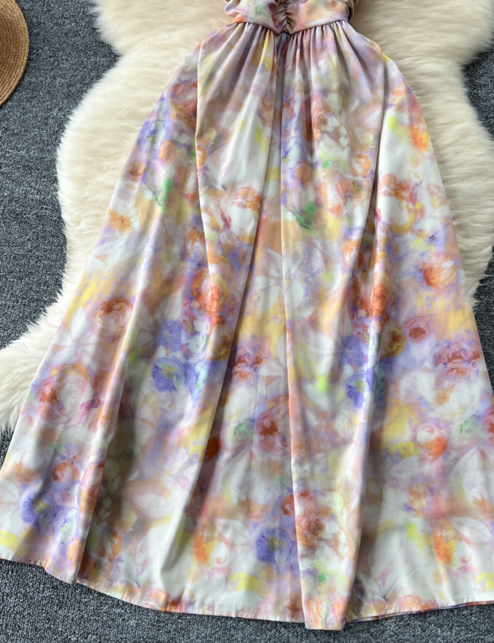 Printing travel sexy summer tie dye dress for women