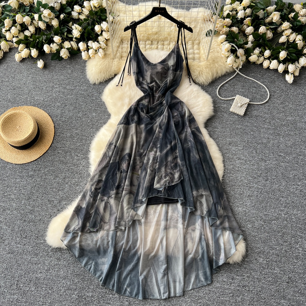 Niche sling long dress halter dress for women