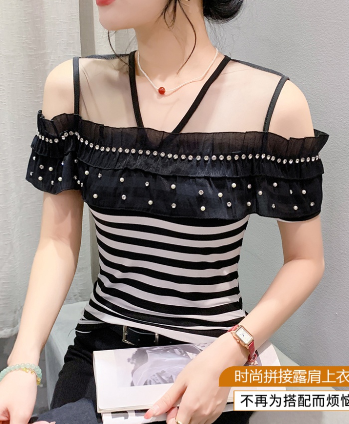 Hollow lotus leaf edges small shirt sexy tops for women